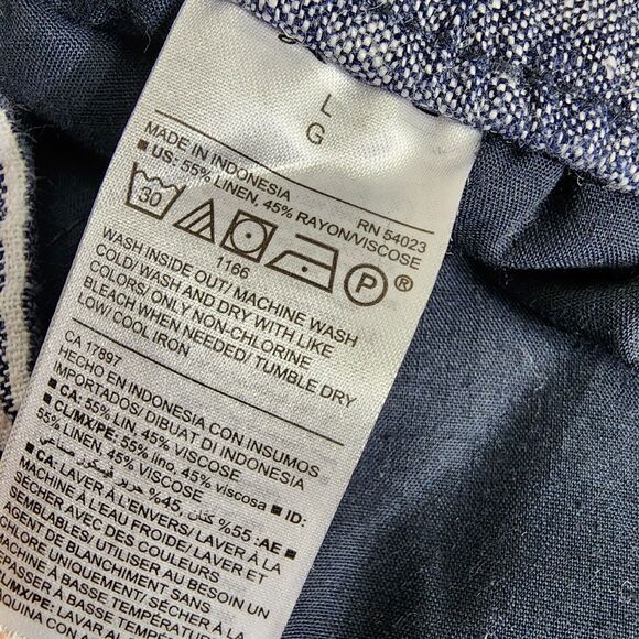 Old Navy Womens Pants Size Large Blue White Striped Linen Blend Wide Leg Pull On - Picture 8 of 9